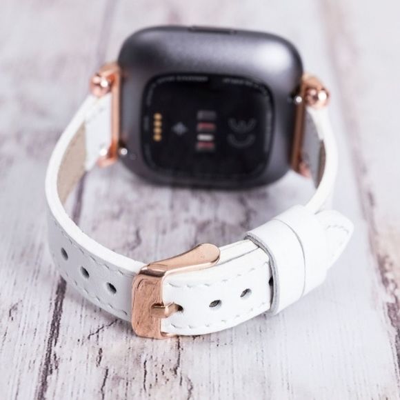 Fitbit Versa 1, 2, 3 & Sense Leather Band White - Picture 3 of 6
